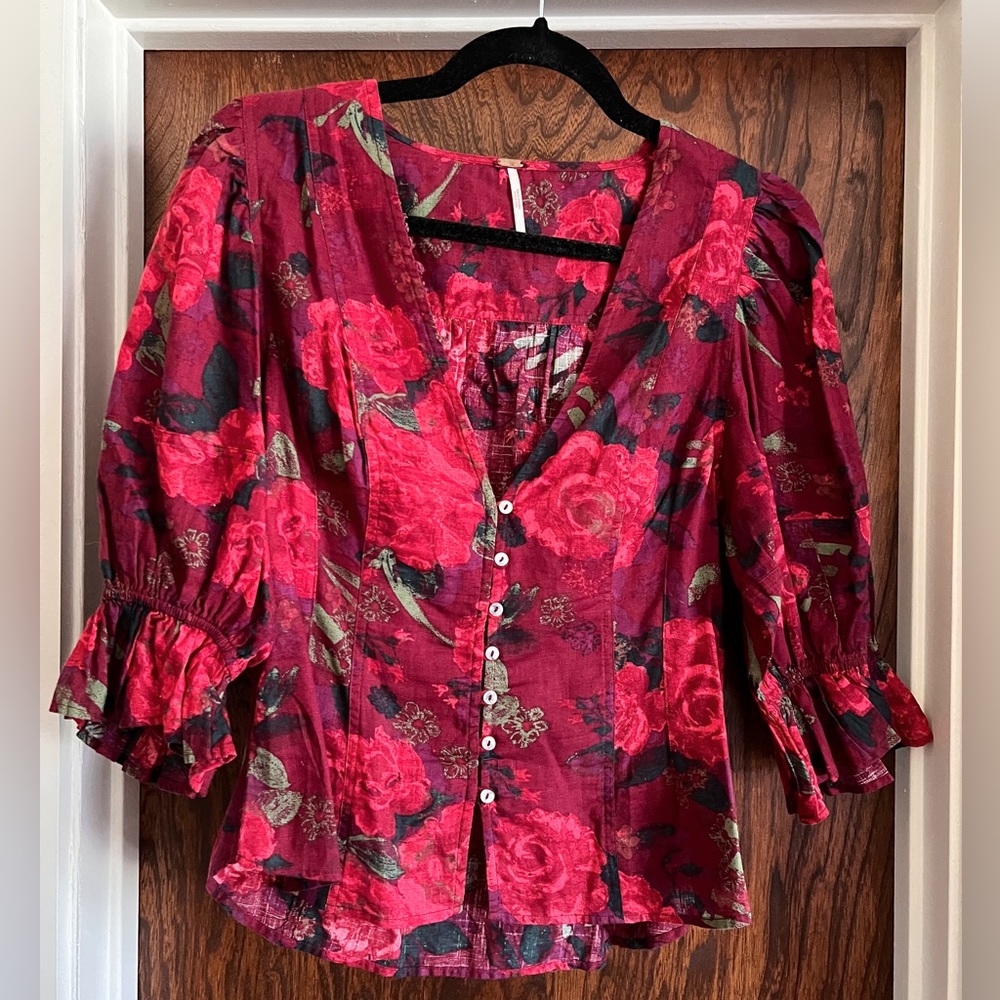 Free People - I Found You Print Blouse (size medium)
